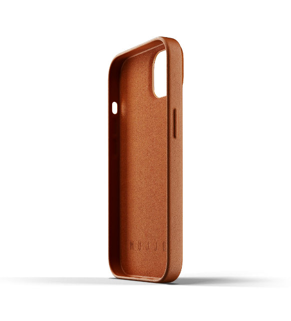 Funda de piel tarjetero Mujjo iPhone 13 color marrón